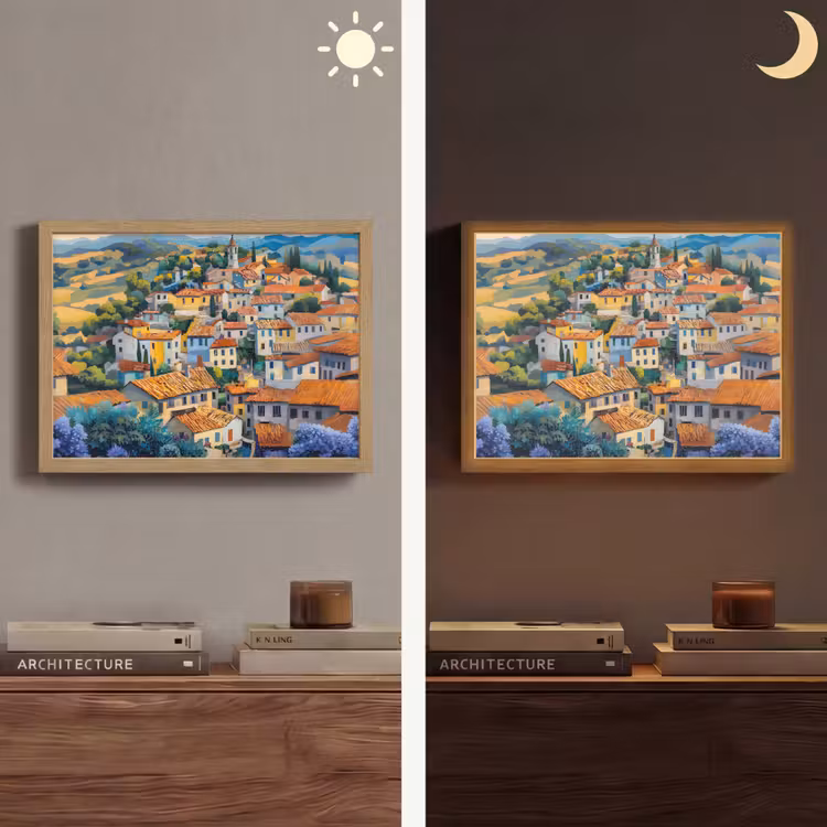 Lightbox - Wandlamp - Dorp - Heuvels - Landschap - Bomen — 6