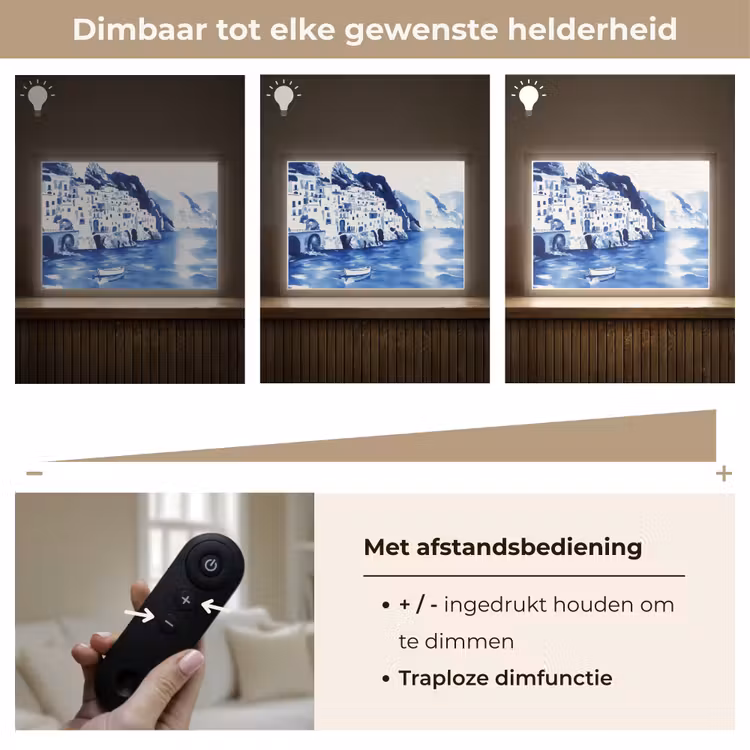 Lightbox - Wandlamp - Dorp - Rotswand - Roeiboot - Water — 9