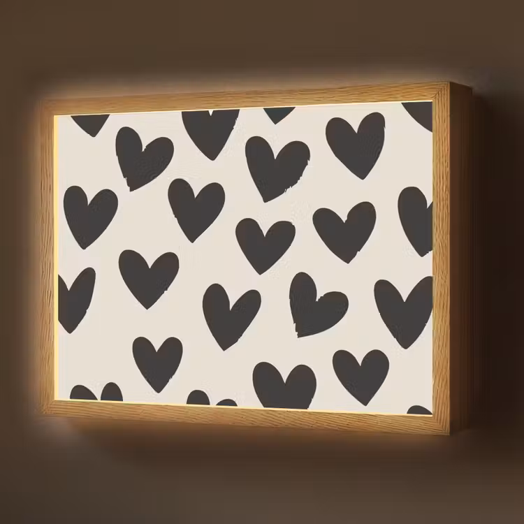 Lightbox - Wandlamp - Hartjes - Zwart - Beige — 1