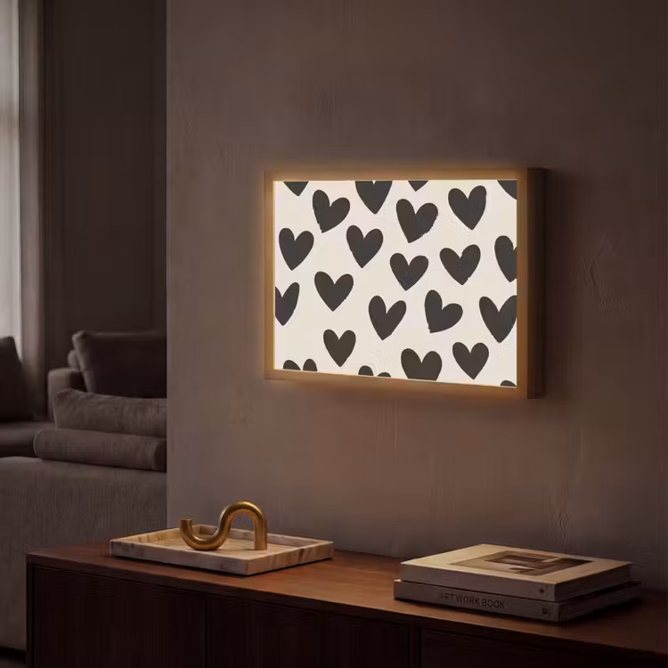 Lightbox - Wandlamp - Hartjes - Zwart - Beige — 2