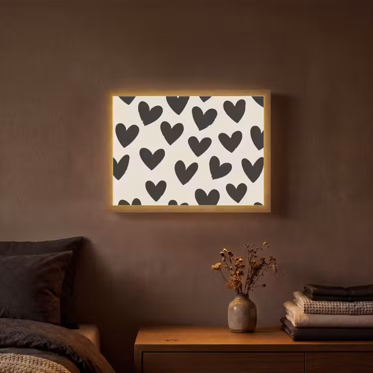 Lightbox - Wandlamp - Hartjes - Zwart - Beige — 3
