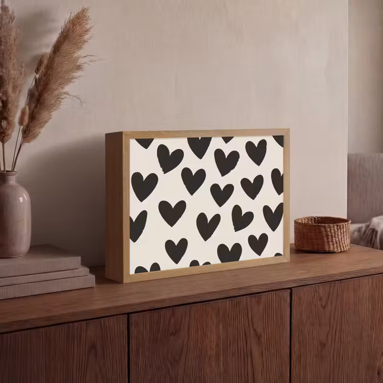 Lightbox - Wandlamp - Hartjes - Zwart - Beige — 4