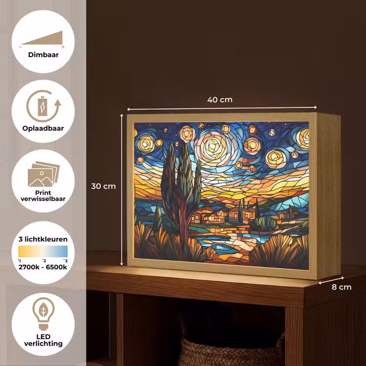 Lightbox - Wandlamp - Hemel - Sterren - Mozaïek - Huizen — 10