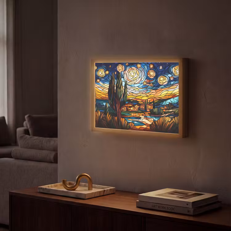 Lightbox - Wandlamp - Hemel - Sterren - Mozaïek - Huizen — 2