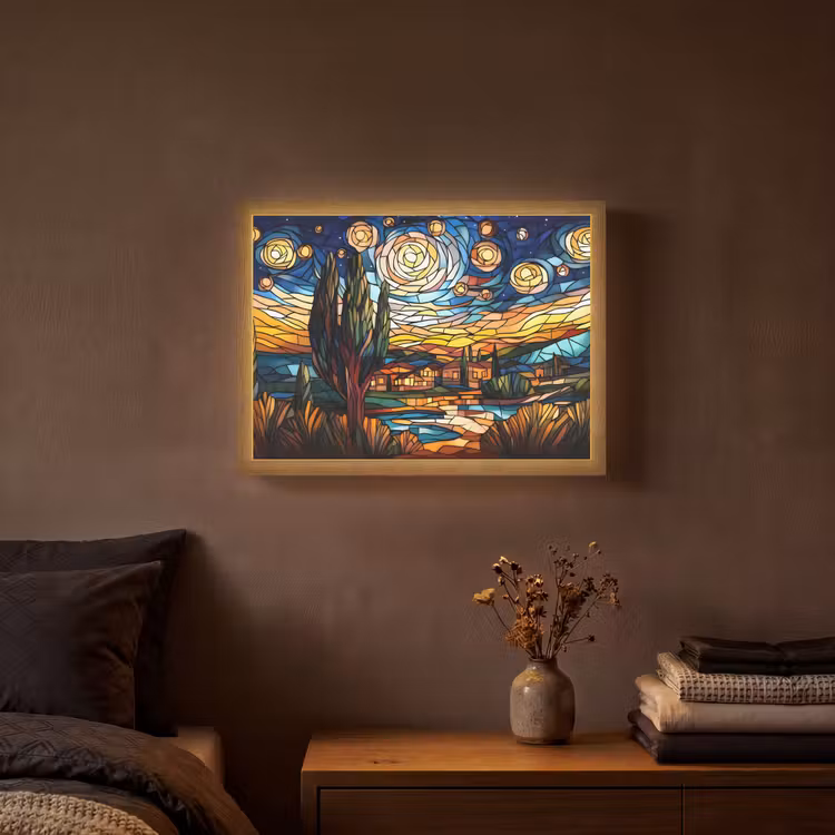 Lightbox - Wandlamp - Hemel - Sterren - Mozaïek - Huizen — 3
