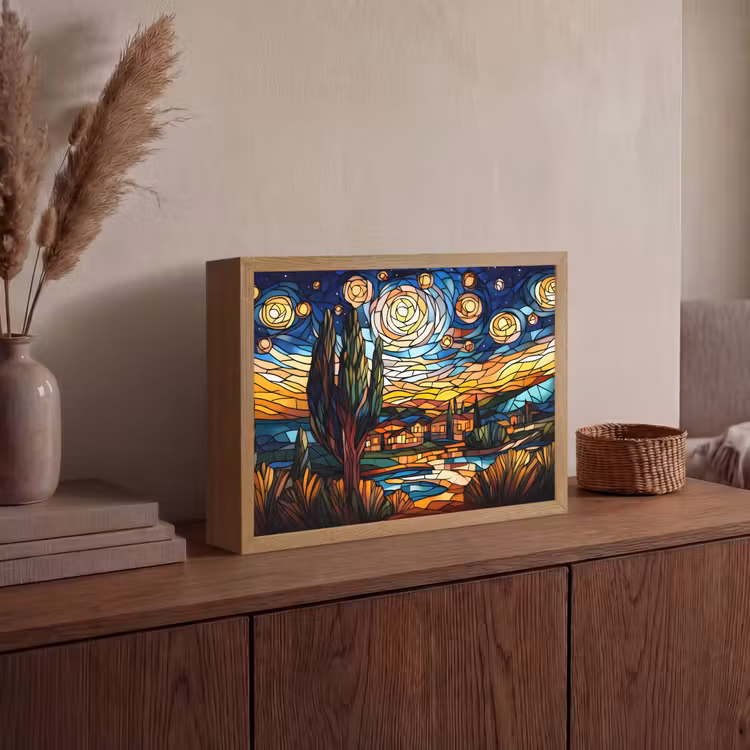 Lightbox - Wandlamp - Hemel - Sterren - Mozaïek - Huizen — 4