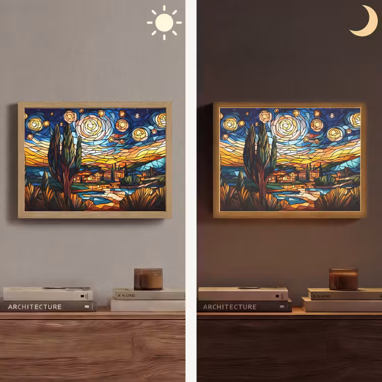 Lightbox - Wandlamp - Hemel - Sterren - Mozaïek - Huizen — 6