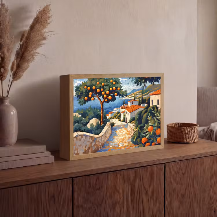 Lightbox - Wandlamp - Huizen - Mozaïek - Sinaasappelbomen - Zee — 4