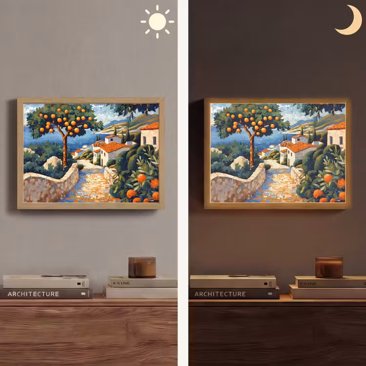 Lightbox - Wandlamp - Huizen - Mozaïek - Sinaasappelbomen - Zee — 6