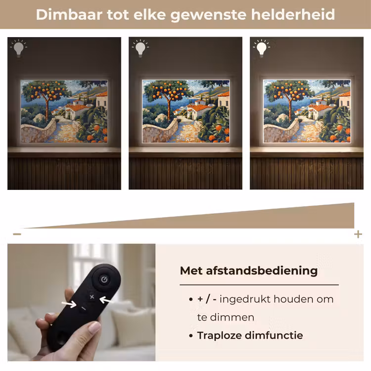 Lightbox - Wandlamp - Huizen - Mozaïek - Sinaasappelbomen - Zee — 9