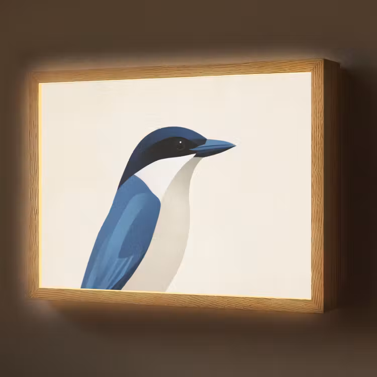 Lightbox - Wandlamp - Illustratie - Blauw - Vogel — 1