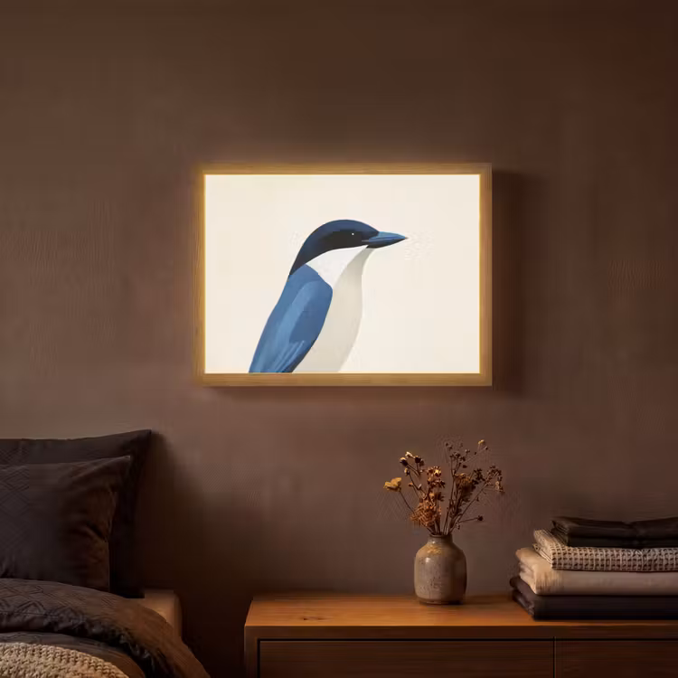 Lightbox - Wandlamp - Illustratie - Blauw - Vogel — 3