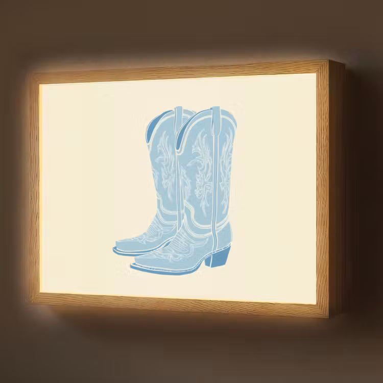 Lightbox - Wandlamp - Illustratie - Cowboylaarzen - Patroon — 1