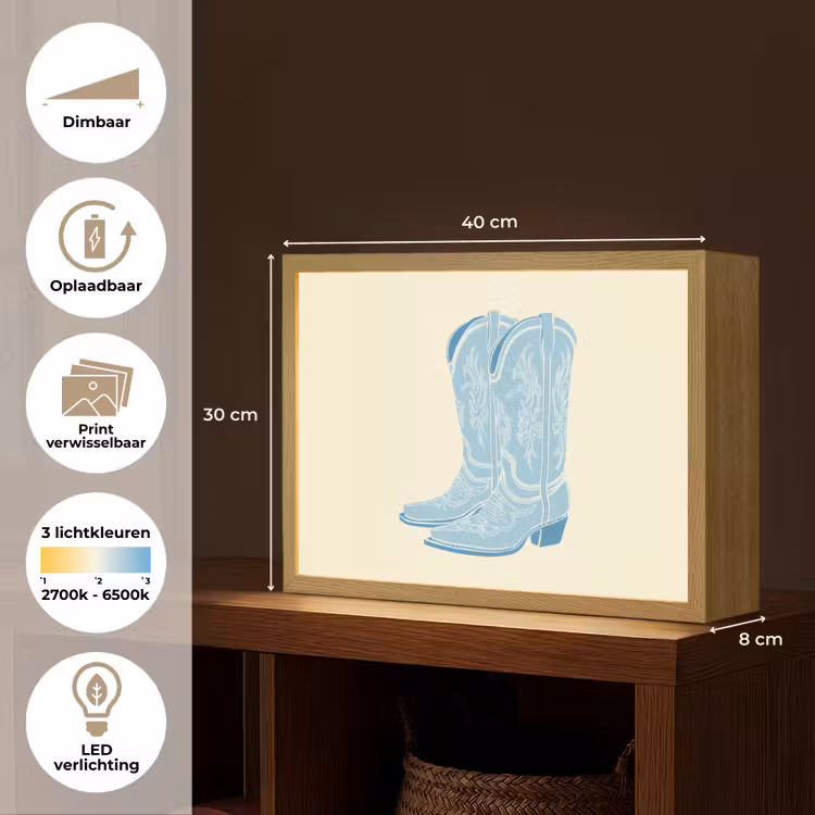 Lightbox - Wandlamp - Illustratie - Cowboylaarzen - Patroon — 10