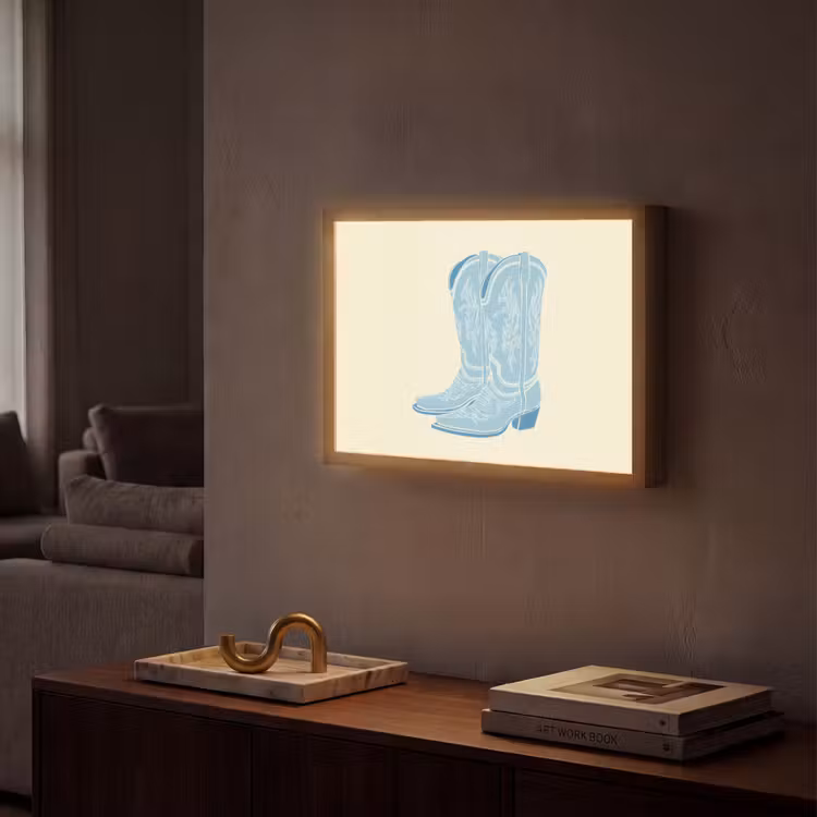 Lightbox - Wandlamp - Illustratie - Cowboylaarzen - Patroon — 2