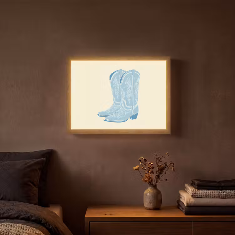Lightbox - Wandlamp - Illustratie - Cowboylaarzen - Patroon — 3