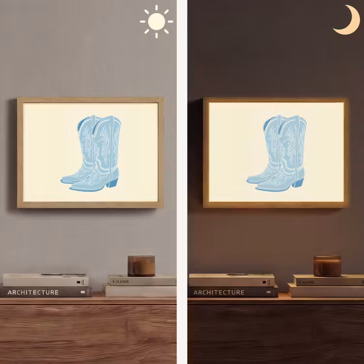 Lightbox - Wandlamp - Illustratie - Cowboylaarzen - Patroon — 6