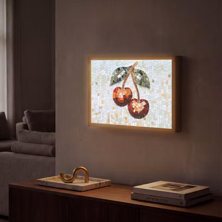 Lightbox - Wandlamp - Kersen - Rood - Mozaïek - Blaadjes — 2