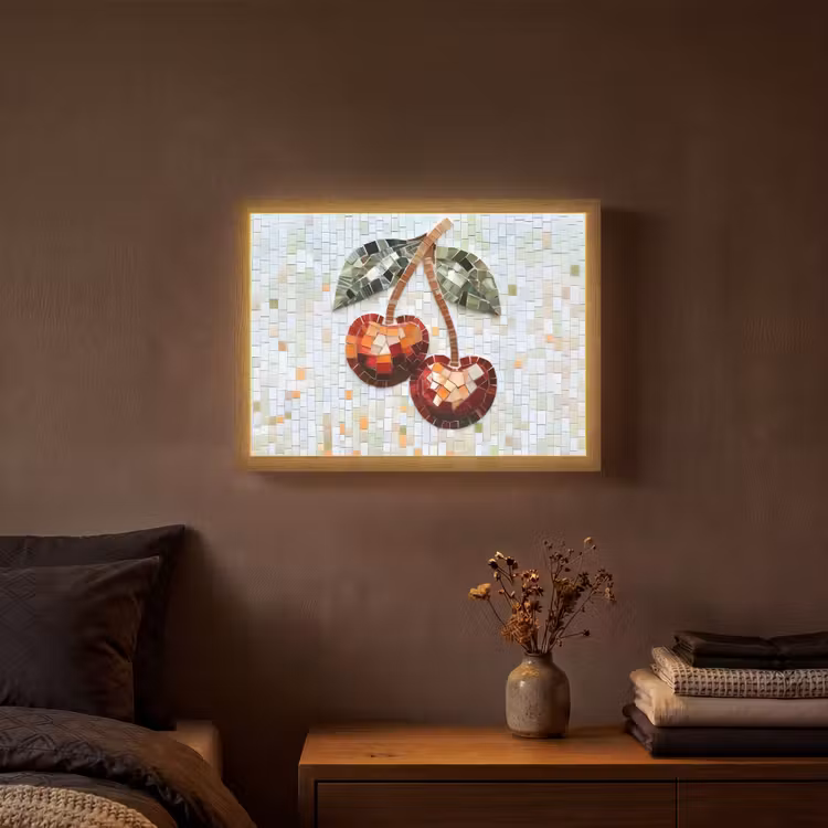 Lightbox - Wandlamp - Kersen - Rood - Mozaïek - Blaadjes — 3