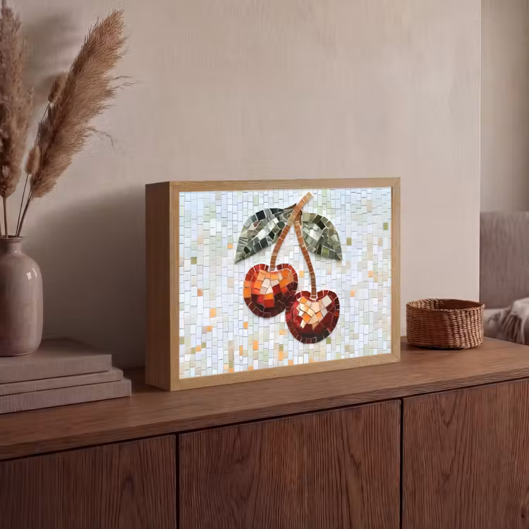 Lightbox - Wandlamp - Kersen - Rood - Mozaïek - Blaadjes — 4