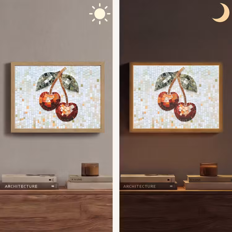 Lightbox - Wandlamp - Kersen - Rood - Mozaïek - Blaadjes — 6