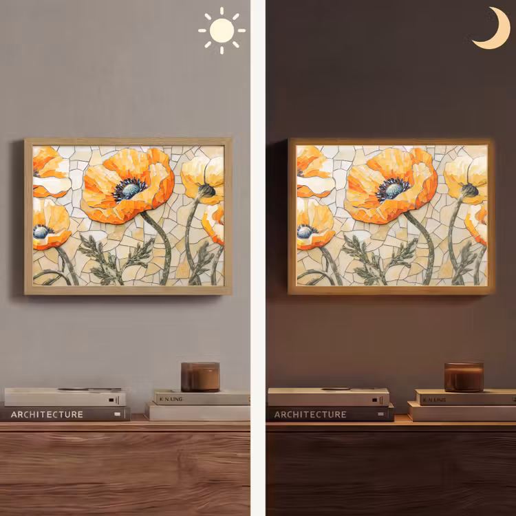 Lightbox - Wandlamp - Klaprozen - Oranje - Mozaïek - Bladeren — 6