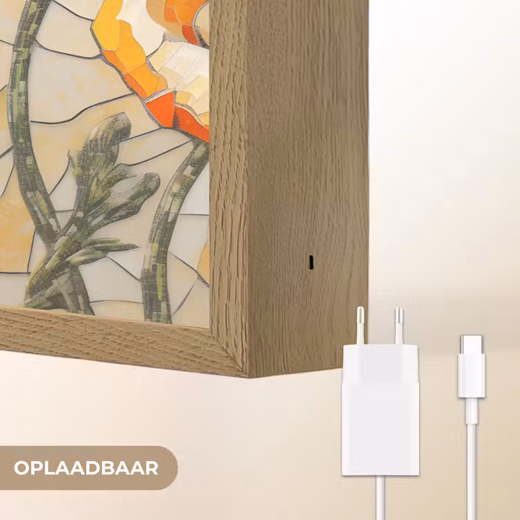 Lightbox - Wandlamp - Klaprozen - Oranje - Mozaïek - Bladeren — 7