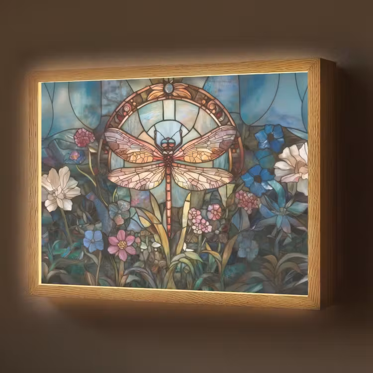 Lightbox - Wandlamp - Libelle - Mozaïek - Bloemen - Kleurrijk — 1