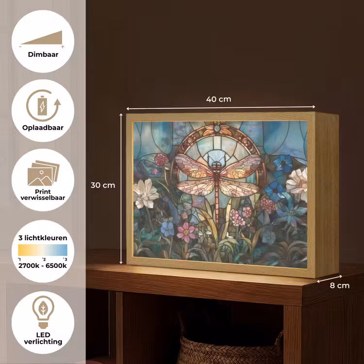 Lightbox - Wandlamp - Libelle - Mozaïek - Bloemen - Kleurrijk — 10