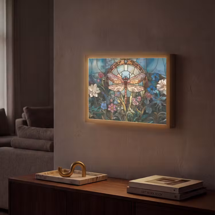Lightbox - Wandlamp - Libelle - Mozaïek - Bloemen - Kleurrijk — 2