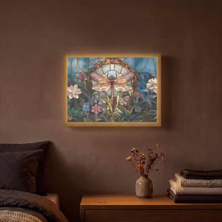 Lightbox - Wandlamp - Libelle - Mozaïek - Bloemen - Kleurrijk — 3