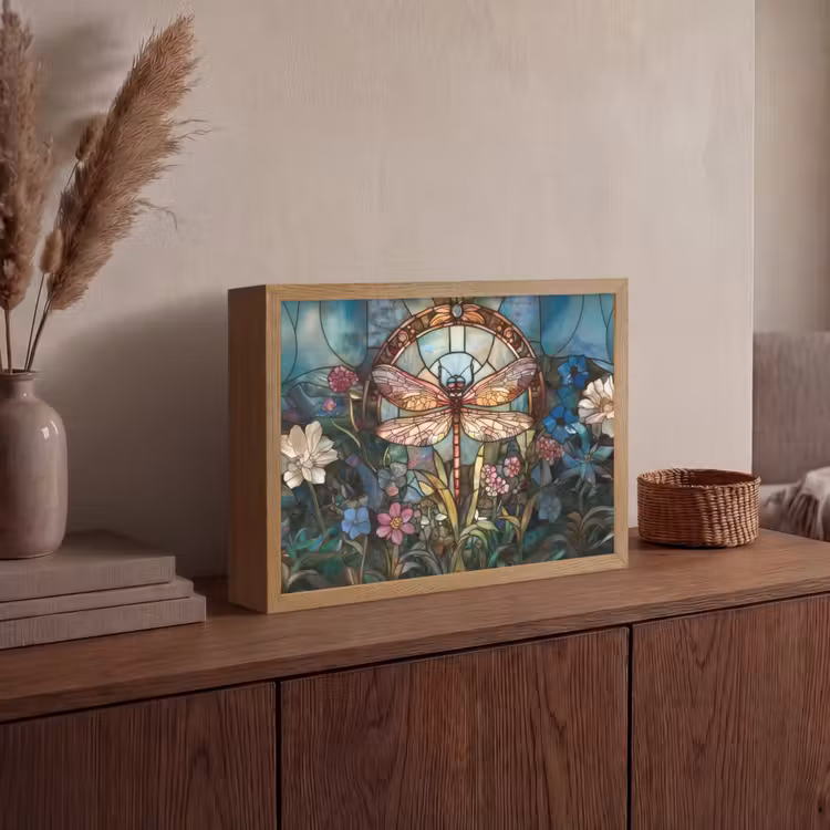 Lightbox - Wandlamp - Libelle - Mozaïek - Bloemen - Kleurrijk — 4