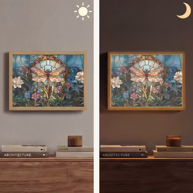 Lightbox - Wandlamp - Libelle - Mozaïek - Bloemen - Kleurrijk — 6