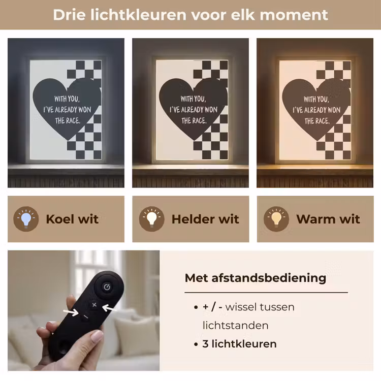 Lightbox - Wandlamp - Liefde - Beige - Race — 7