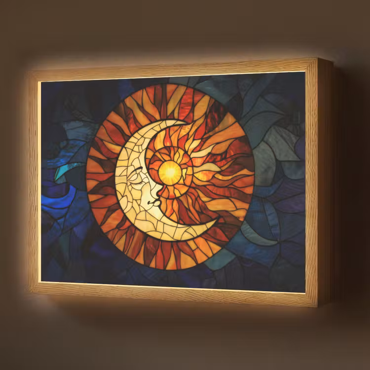 Lightbox - Wandlamp - Mozaïek - Glas - Maan - Donkerblauw — 1