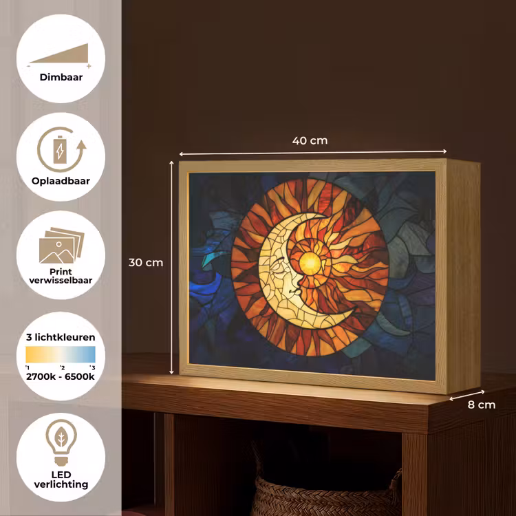 Lightbox - Wandlamp - Mozaïek - Glas - Maan - Donkerblauw — 10