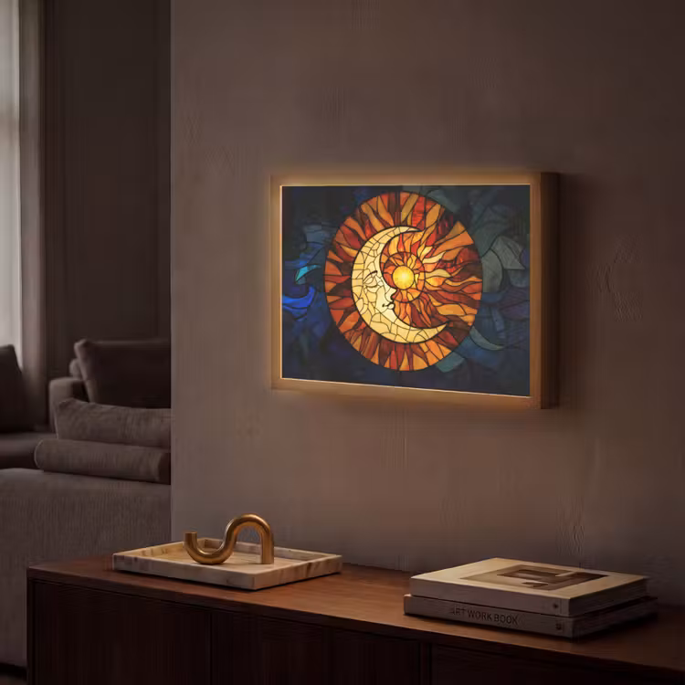 Lightbox - Wandlamp - Mozaïek - Glas - Maan - Donkerblauw — 2
