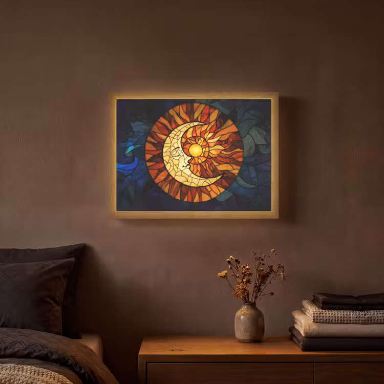 Lightbox - Wandlamp - Mozaïek - Glas - Maan - Donkerblauw — 3