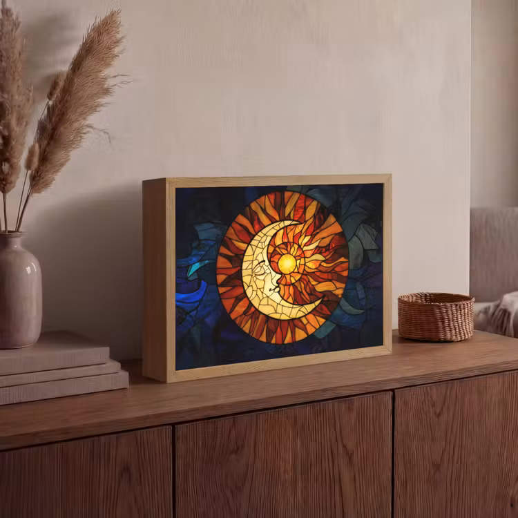 Lightbox - Wandlamp - Mozaïek - Glas - Maan - Donkerblauw — 4