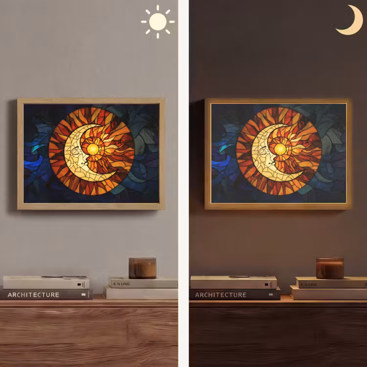 Lightbox - Wandlamp - Mozaïek - Glas - Maan - Donkerblauw — 6