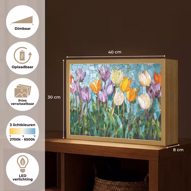 Lightbox - Wandlamp - Mozaïek - Veld - Tulpen - Kleurrijk — 10