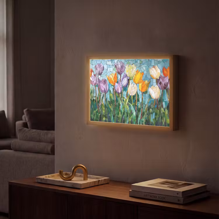 Lightbox - Wandlamp - Mozaïek - Veld - Tulpen - Kleurrijk — 2