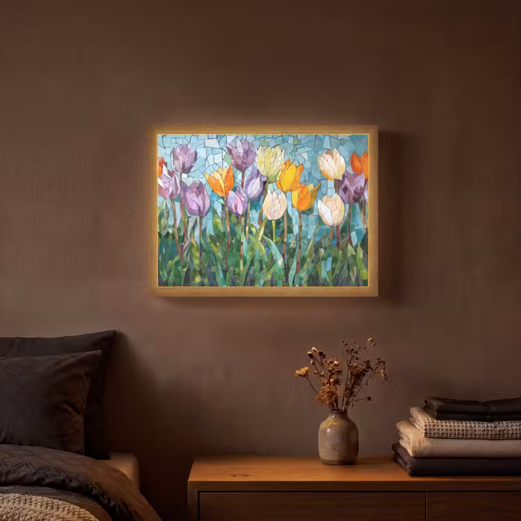 Lightbox - Wandlamp - Mozaïek - Veld - Tulpen - Kleurrijk — 3