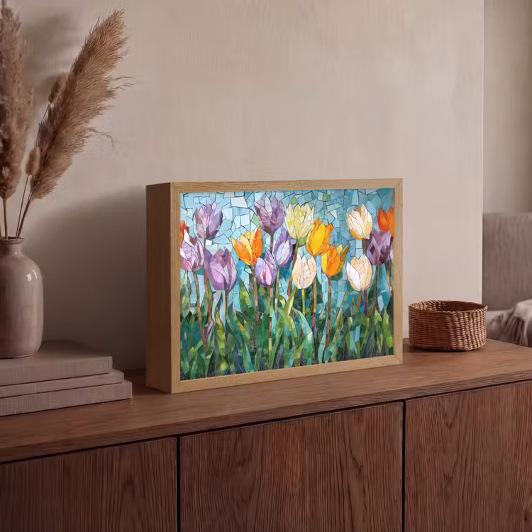 Lightbox - Wandlamp - Mozaïek - Veld - Tulpen - Kleurrijk — 4
