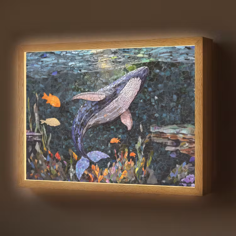 Lightbox - Wandlamp - Mozaïek - Walvis - Koraal - Water — 1
