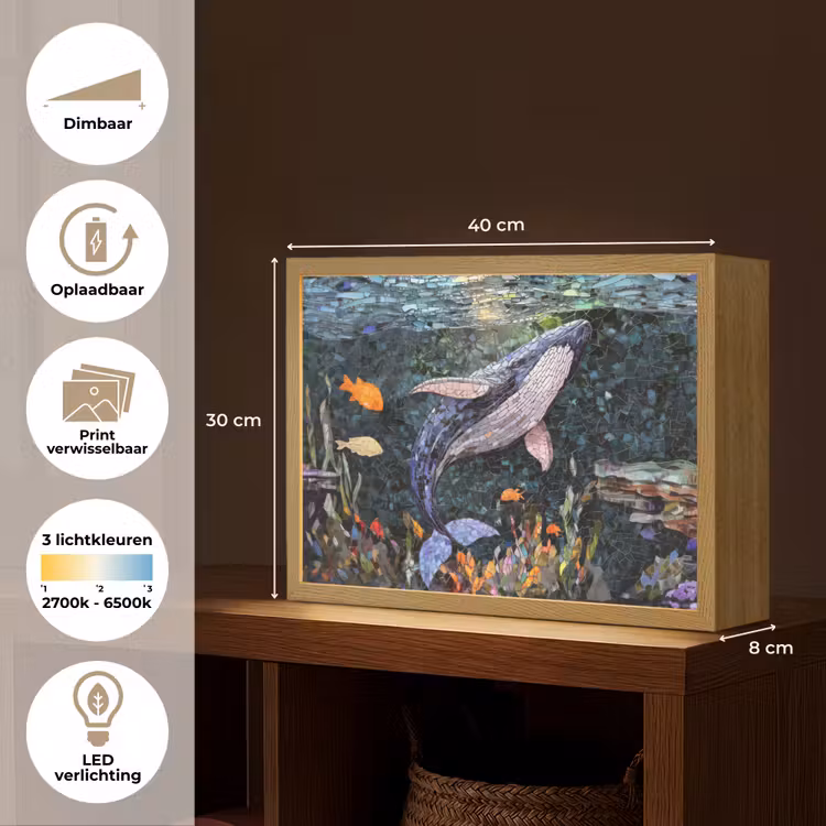 Lightbox - Wandlamp - Mozaïek - Walvis - Koraal - Water — 10
