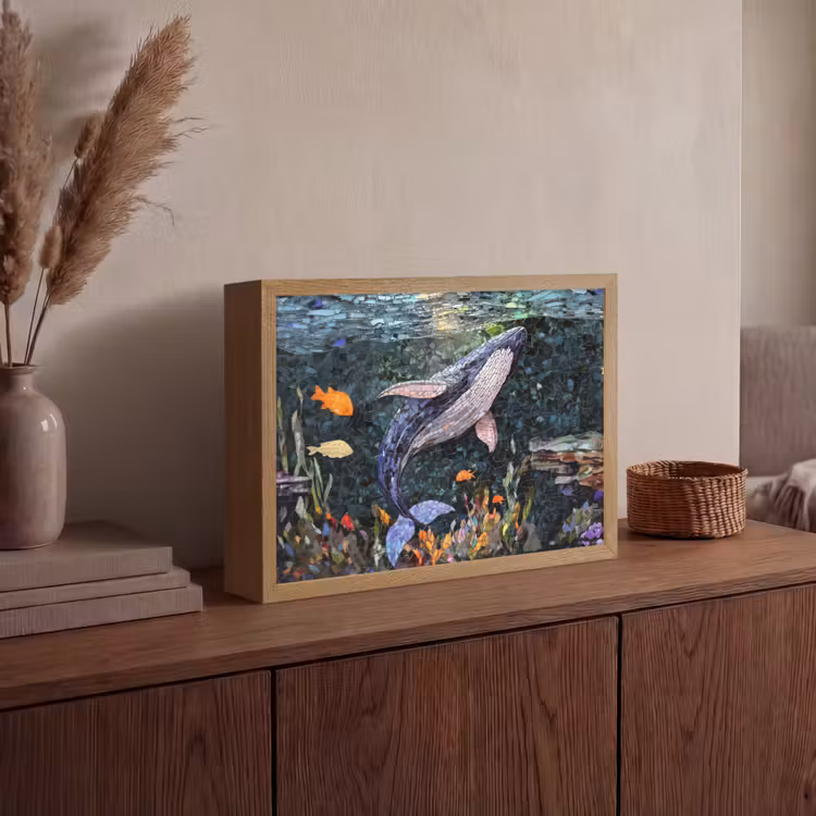 Lightbox - Wandlamp - Mozaïek - Walvis - Koraal - Water — 4