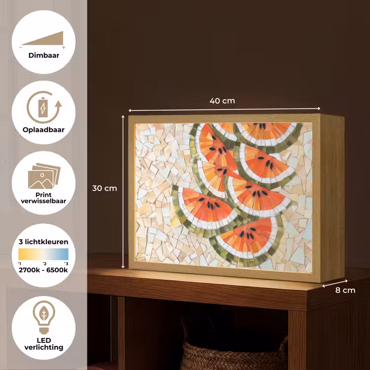 Lightbox - Wandlamp - Mozaïek - Watermeloen - Rood - Pitten — 10