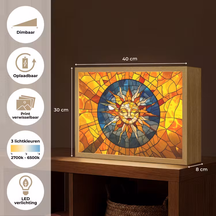 Lightbox - Wandlamp - Mozaïek - Zon - Geel - Cirkel — 10
