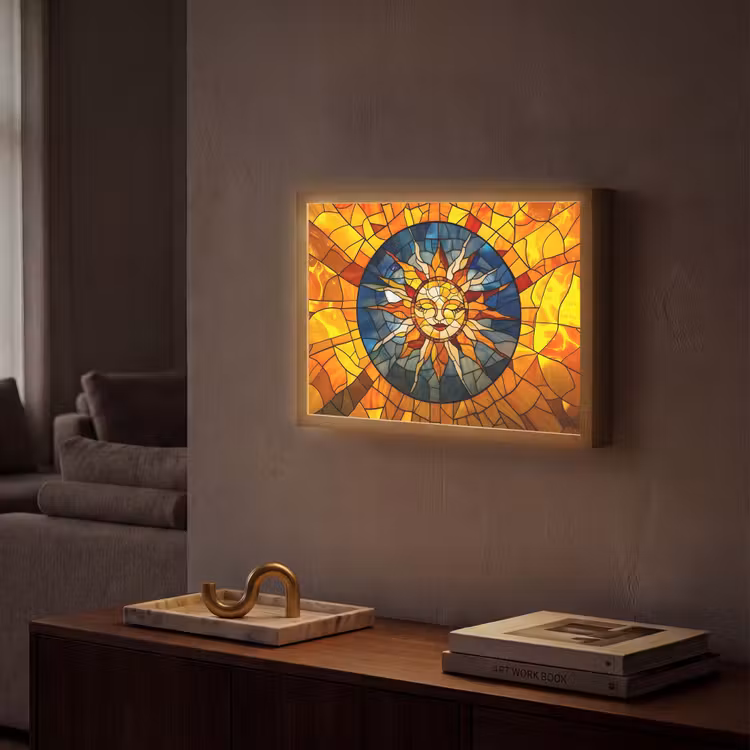 Lightbox - Wandlamp - Mozaïek - Zon - Geel - Cirkel — 2